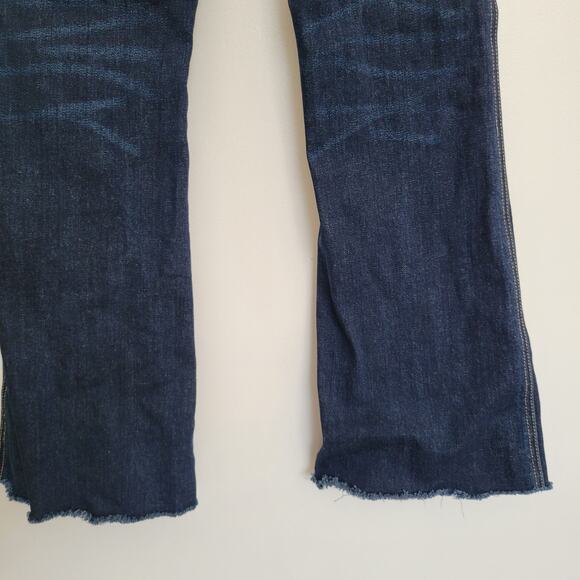 KanCan Ultra High Rise Flare Jeans Rigid Denim Distressed Raw Hem Women 26 - Picture 6 of 12